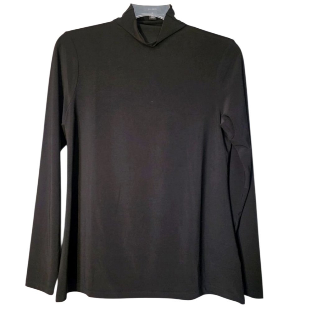 Halogen Classic Black Funnel Neck Knit Turtleneck Top XL EUC Capsule Wardrobe